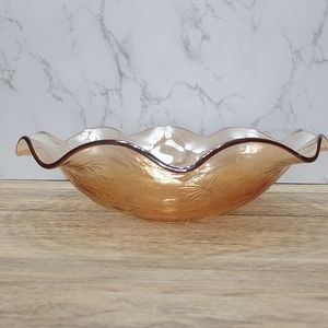 Fenton Carnival Glass Peach Lotus Flower Bowl Vintage Gift